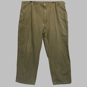 Carhartt Canvas Carpenter Pants Mens Big & Tall 44x30 Green Dungaree‎ B11 Work